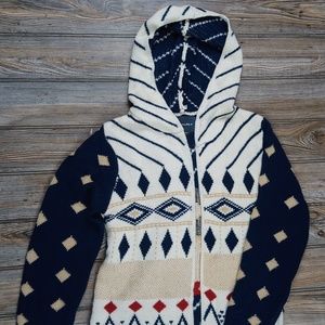 Love Marks Boho Long Sleeve Hood Knit Open Front Cardigan Sweater Top